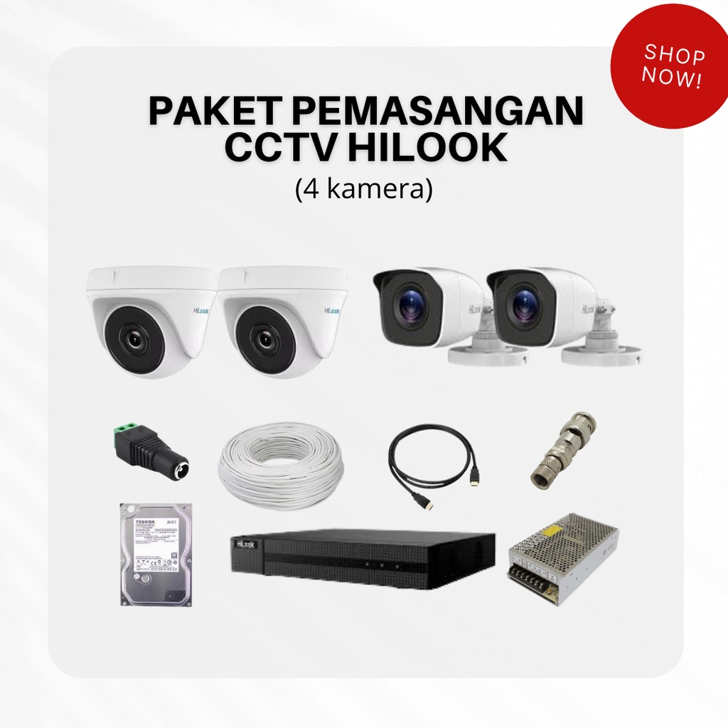 PAKET CCTV HILOOK 4 KAMERA / PAKET PEMASANGAN CCTV JABODETABEK