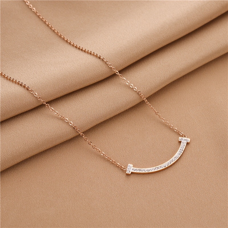 Kalung Titanium Warna Rosegold Mata Korean Style Premium