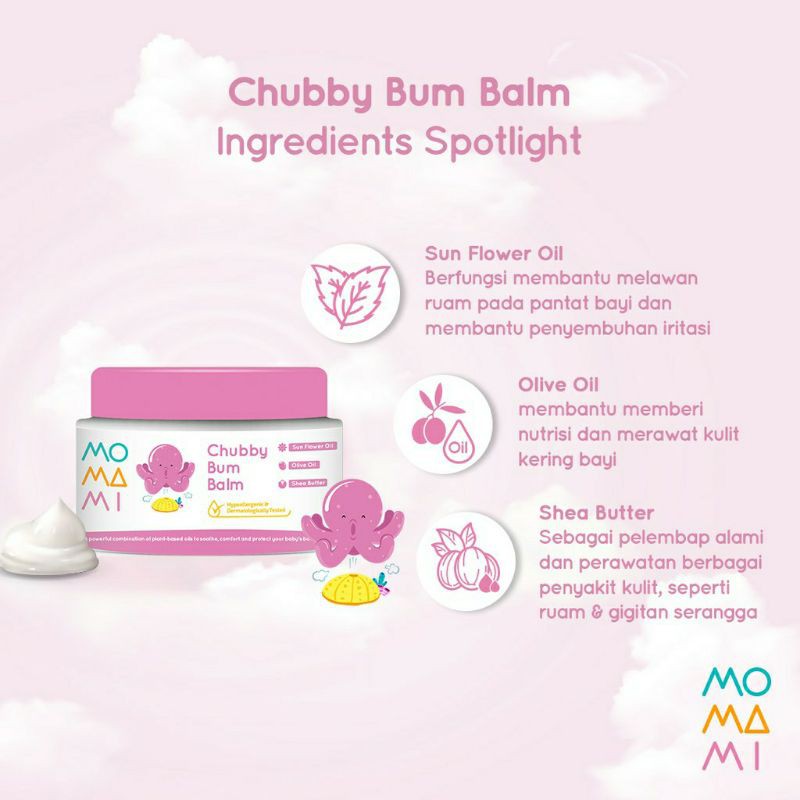 Momami chubby bum balm 50g - cream ruam popok bayi