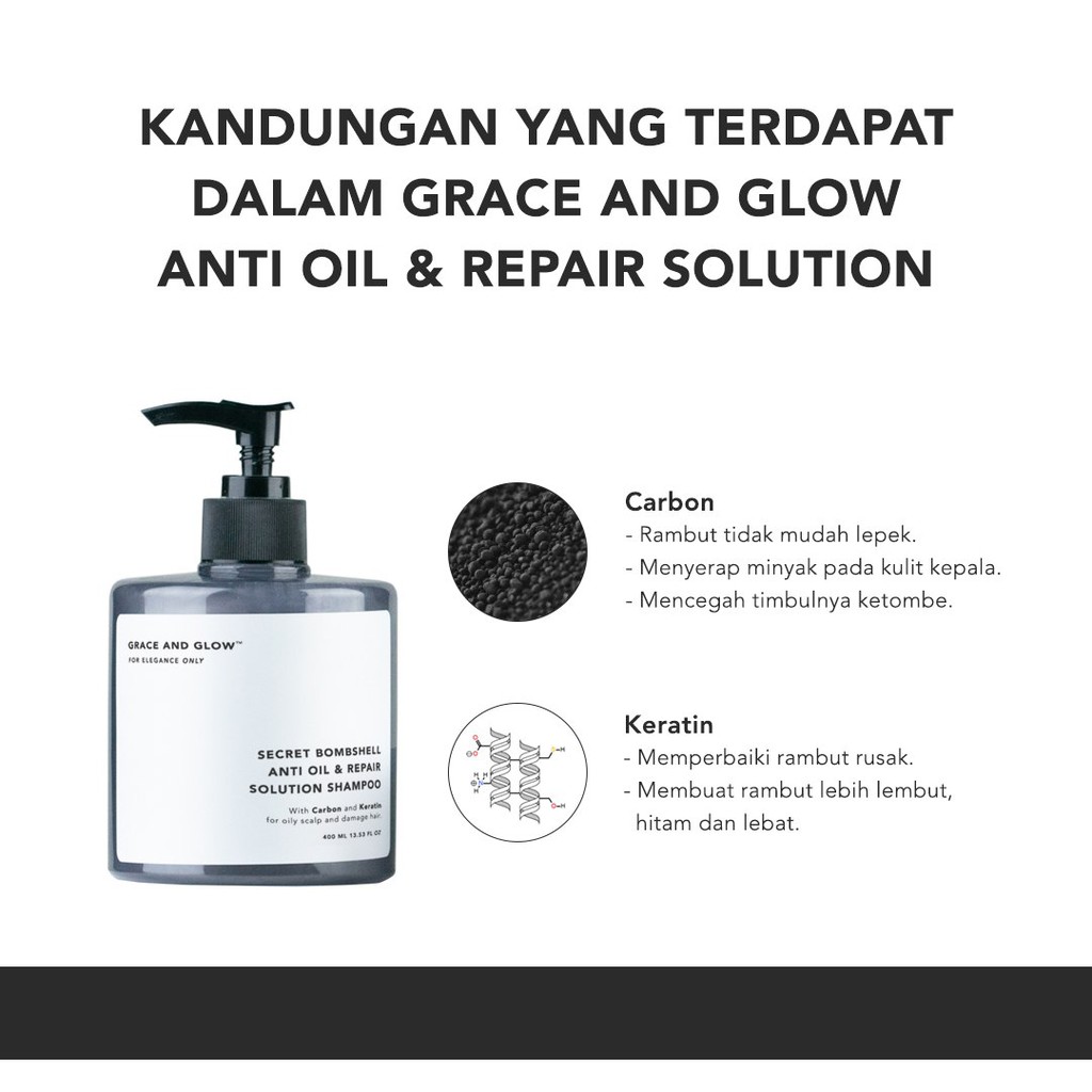 [NEW] Grace and Glow Secret Bombshell Anti Oil and Repair Solution Shampoo / Rambut berminyak