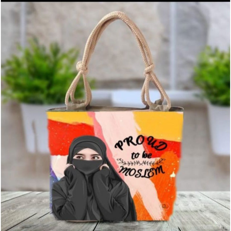 totebag /tas hijab /tas print 3D/ tas tali sumbu /totebag tali sumbu /tas kekinian