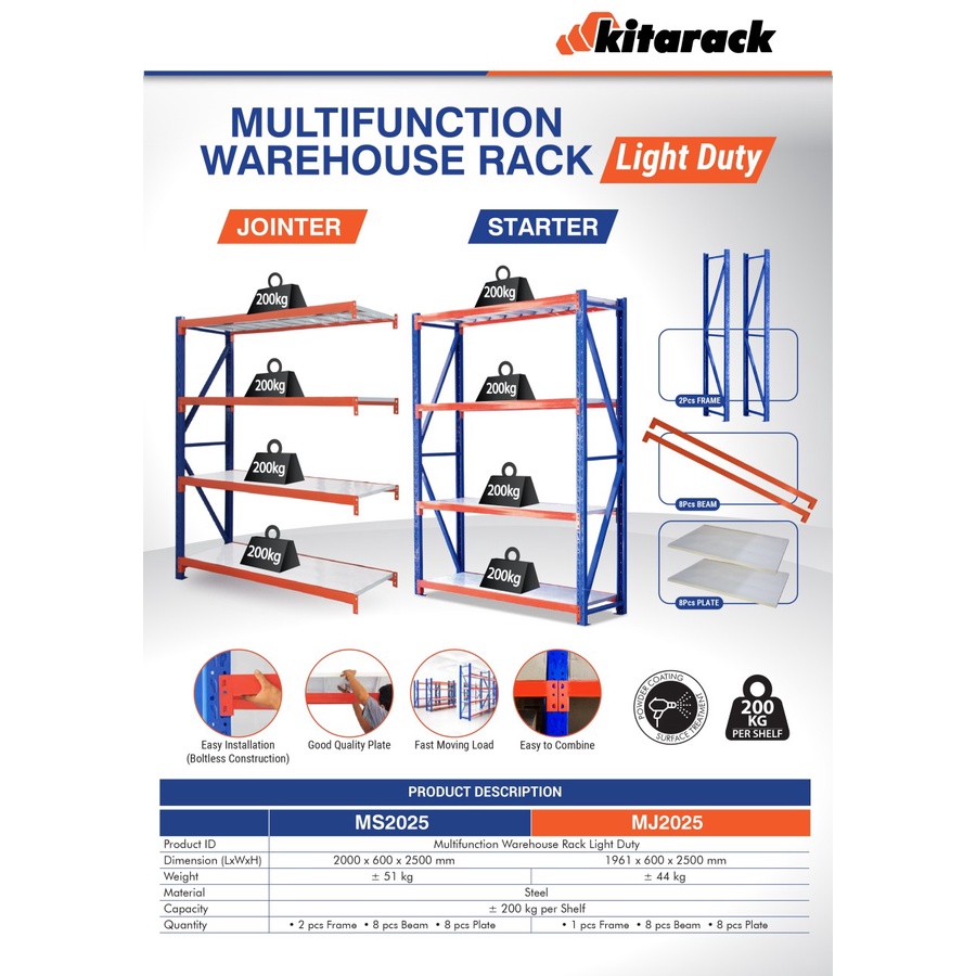 MS2025 KITARACK STARTER MS SERIES WAREHOUSE RACK LIGHT DUTY