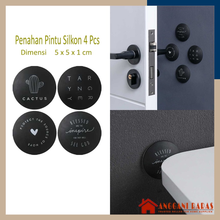 Penahan Pintu Rumah Hiasan Pintu Rumah Karet Silikon 4 Pcs