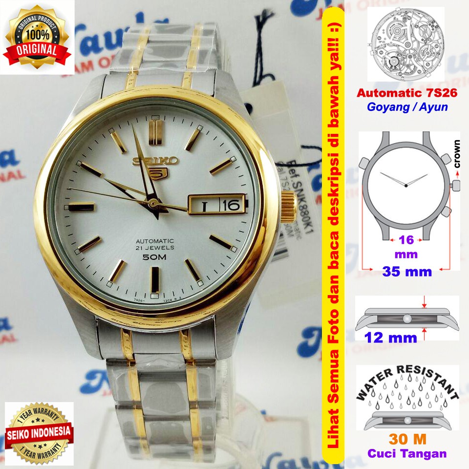 Seiko 5 Ladies SNK880K1 Automatic 2 Tone Bracelet | Jam Wanita SNK880