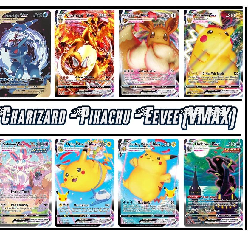 TREND KARTU POKEMON TCG HOLOGRAM SPECIAL CHARIZARD EEVEE PIKACHU - VMAX ✡ 850
