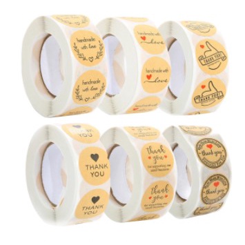 

500 Pcs Sticker Thank You Stiker Terima Kasih Label Bulat Kemasan 25MM Roll