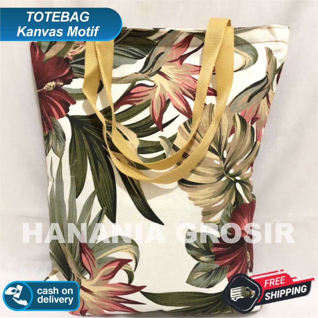 TOTE BAG WANITA TOTEBAG PRIA CANVAS MOTIF GOOD QUALITY WITH RESLETING GROSIR TAS JOGJA