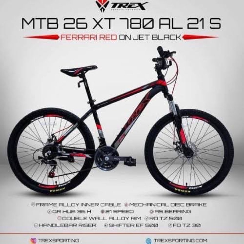 promo juli 26” trex xt780 fl 21Sp Alloy frame disc brake fork lock