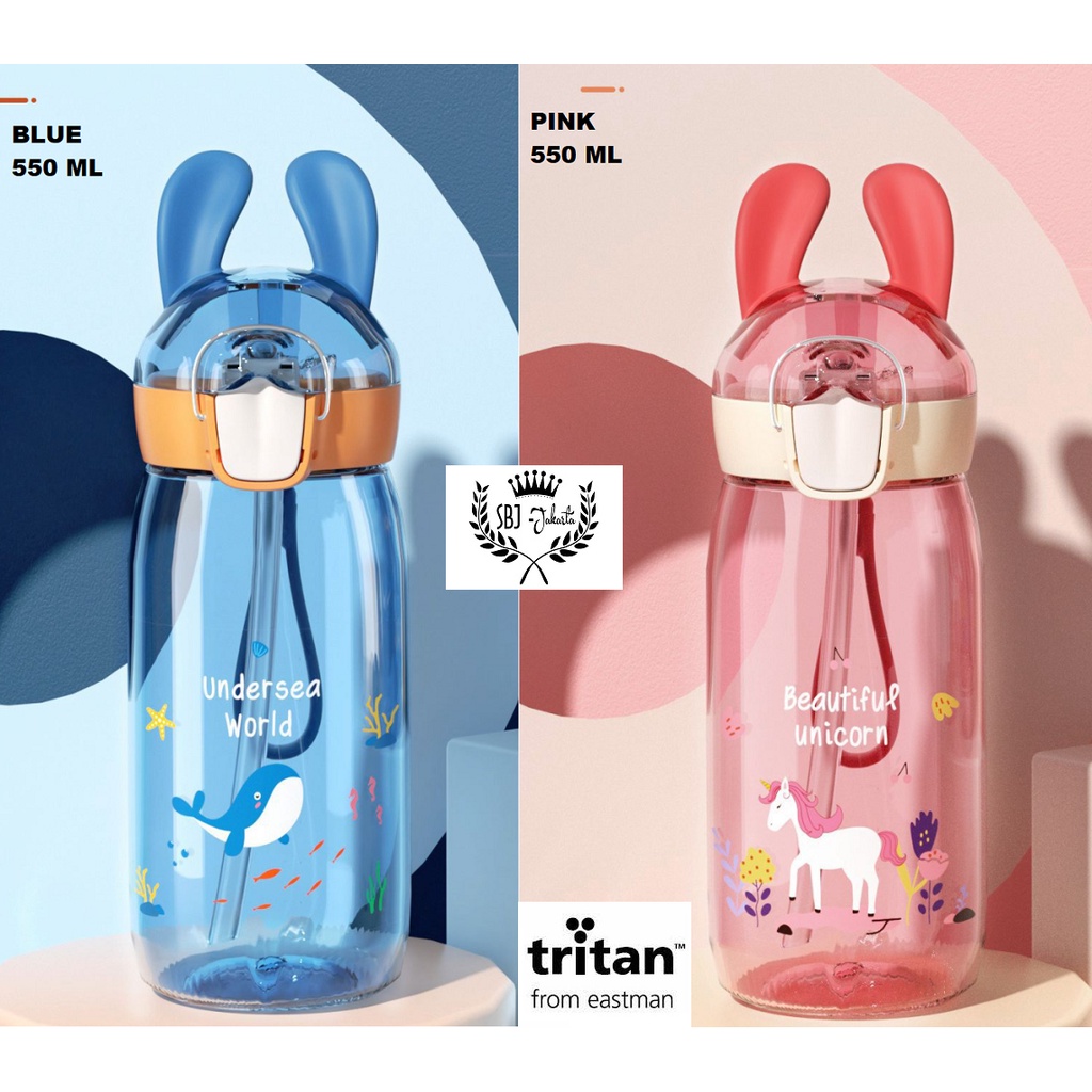 Botol Minum Anak Tritan BPA Free Woodland 550 ml Dengan Sedotan