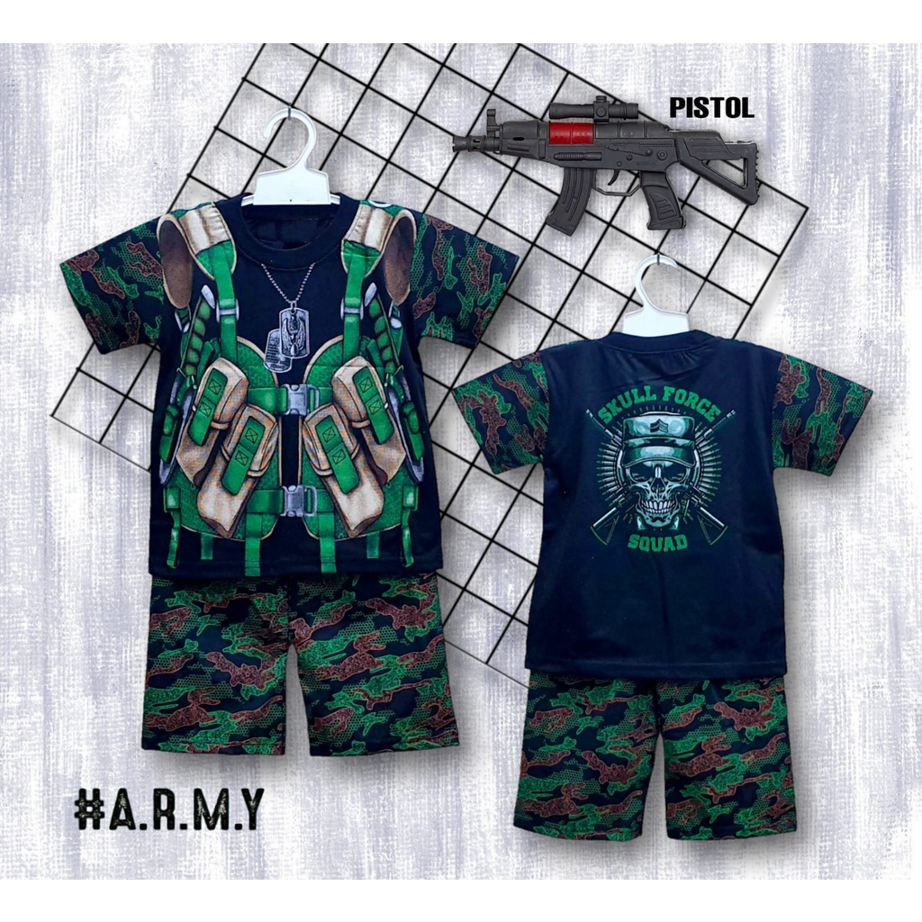 SETELAN BAJU ANAK TENTARA ARMY UNTUK ANAK 2-10 TAHUN