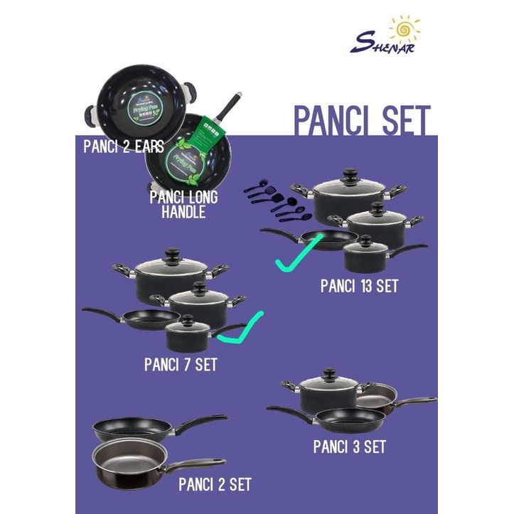 SHENAR Panci Set Spatula dan Teflon All In One Anti Lengket Anti Karat Serbaguna/Panci Masak Cookware Set Marble 13Set/Panci 7Set/Panci 3Set, SHENARCORNER168