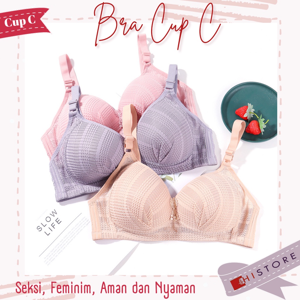 [HI] Bra BH JUMBO Cup 3/4C Fashion Wanita Bra wanita Premium BH Busa Tipis Tanpa Kawat Sangat Nyaman 2035