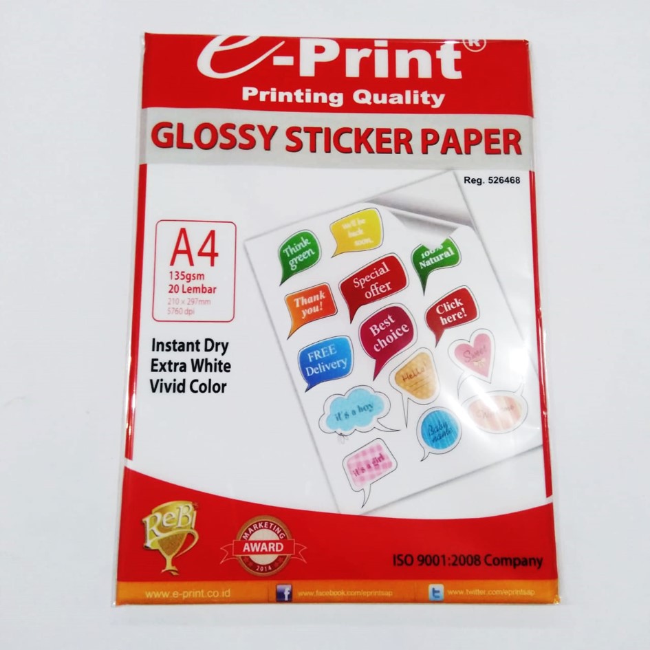 

Glossy Sticker E-Print 135gsm/Kertas Sticker/Glossy Sticker/Sticker E-print