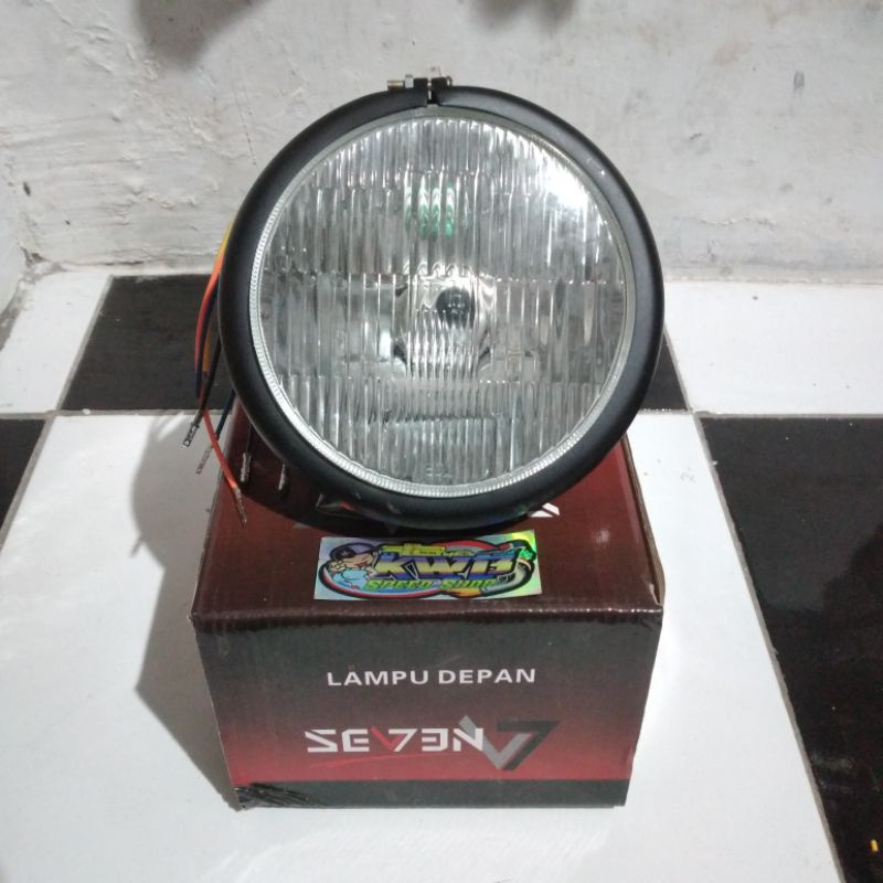 Lampu depan headlamp autopal h4 merk okd tebal bagus pnp cb gl mp tiger custom Reflektor Lampu Depan Motor CB Headlamp lampu jute pesek clasic classic klasik hitam crome