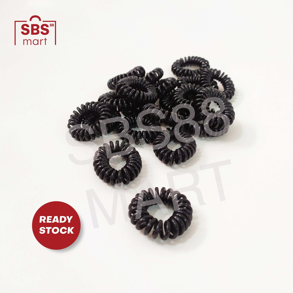 IKAT RAMBUT SPIRAL KABEL KOREA - Warna Warni Bening Transparan | Model Kabel Telepon