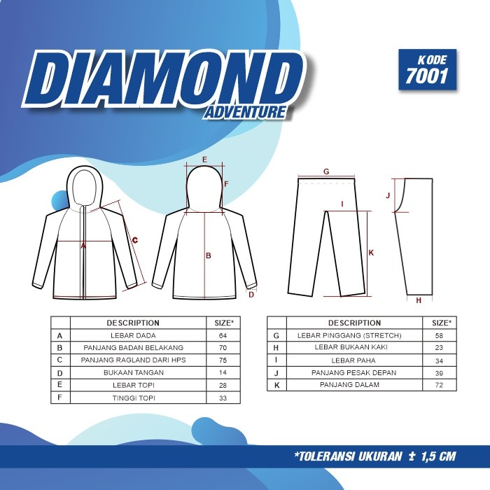 Jas Hujan Baju Celana Plevia Diamond Adventure BP7001 Raincoat Mantel Hujan Plevia Bening Transparan