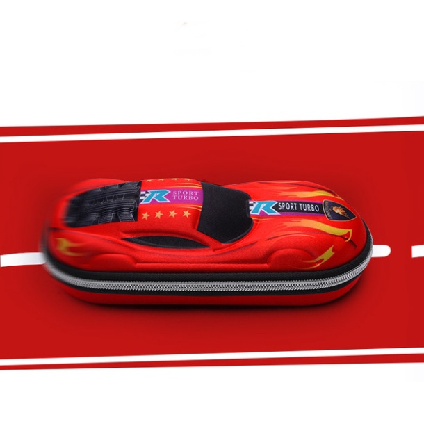 Tempat Pensil Kotak pensil Tepak 3D Timbul Hardtop Pencil Case Motif Mobil Murah-Merah