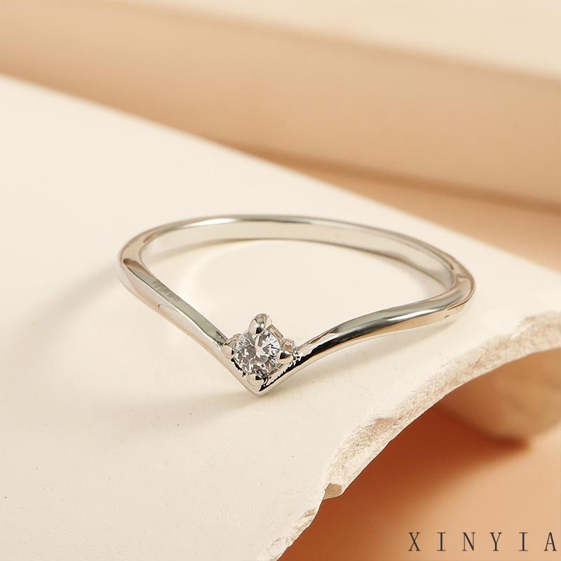 Cincin Bentuk V Bahan Zircon Untuk Wanita