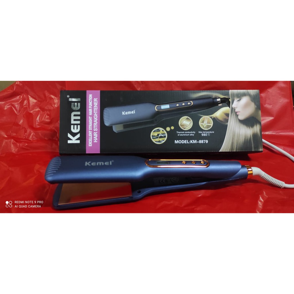 ORIGINAL Catok Rambut Kemei KM-8879 Catokan Alat Pelurus Rambut Suhu + LED dijamin original new