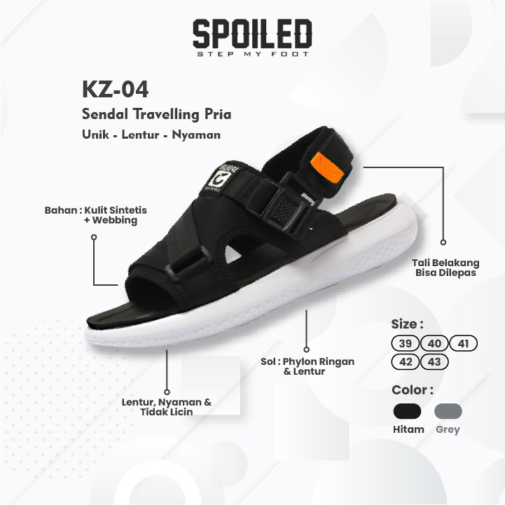 Spoiled - Kilimanjaro 04 Sandal Pria Travelling Sendal Gunung Pria Original Tali Strap Sepatu untuk 