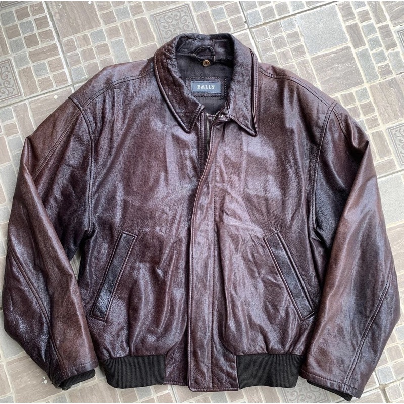 Bomber Leather Jacket Bally Jaket Kulit Sapi Asli