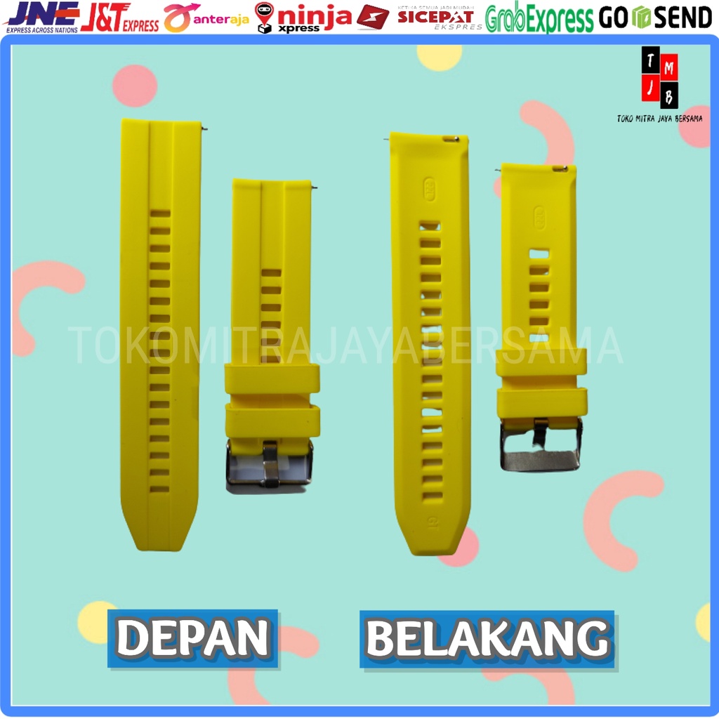STRAP SILIKON 22mm SMARTWATCH HUAWEI GT2 46mm GT ACTIVE HONOR MAGIC BAND SAMSUNG MOTIF GARIS-Kuning