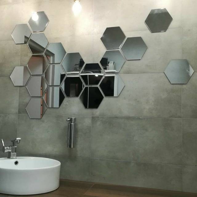 Cermin Hexagonal / Dekorasi Dinding / Kaca Hexagonal / Cermin Aesthetic Dinding