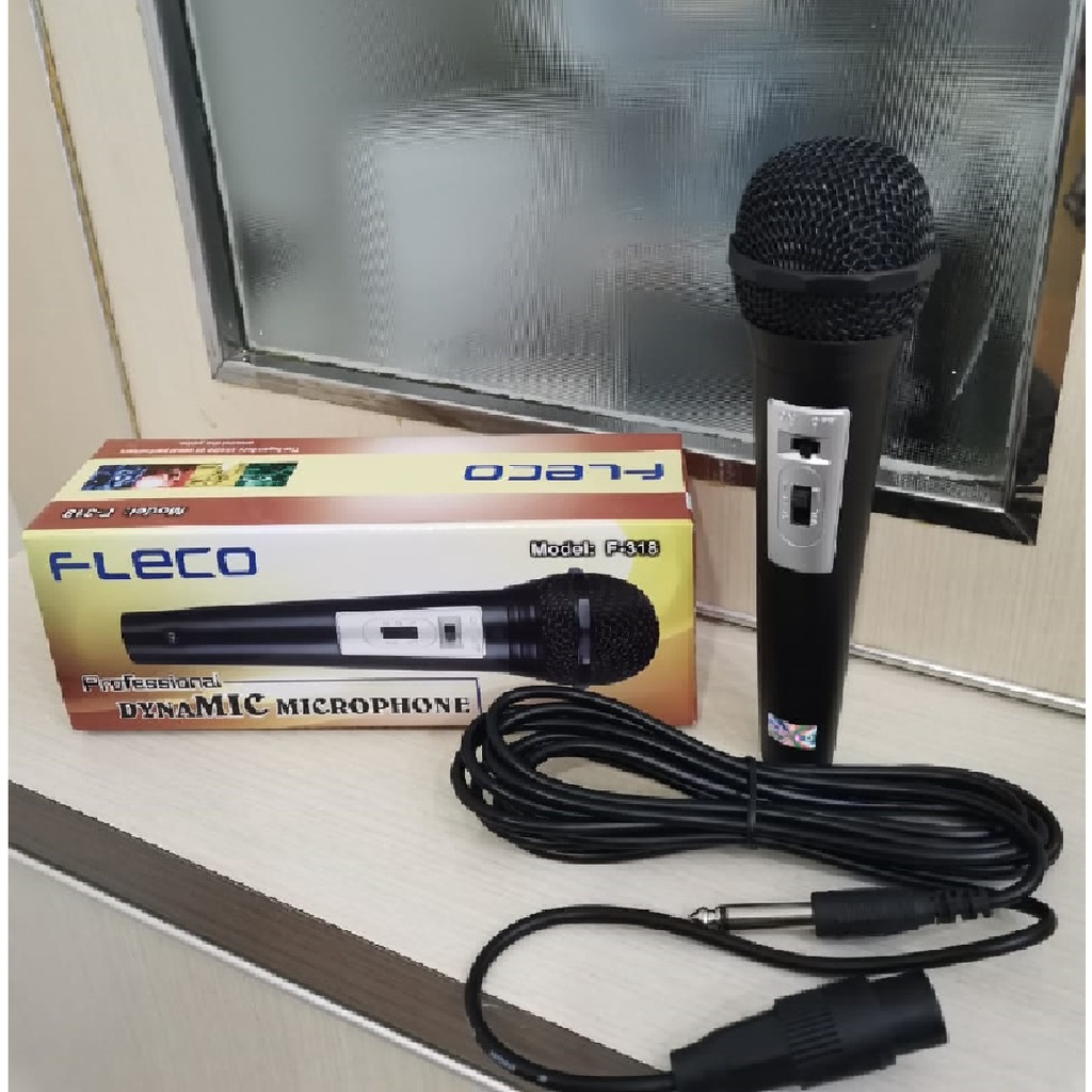 Microphone Kabel Fleco F-318 Mic Kabel Fleco 318 - Mic Karaoke Murah Berkualitas