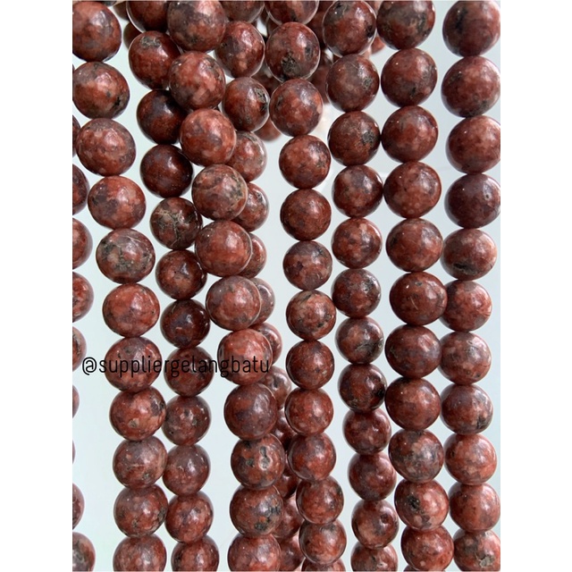 bahan red jasper 10mm natural batu alam akik gloss bahan gelang kalung