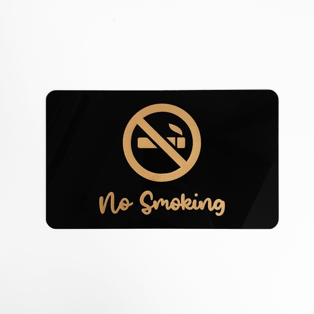 SIGN AKRILIK Pintu - NO SMOKING GOLD - 20x12cm - Signage Cafe/Resto