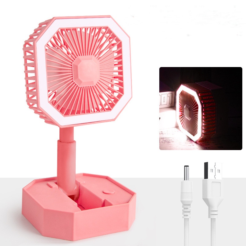 Kipas Angin Portable 2 IN 1 Mini Fan LED Lipat kotak kecil universal Kipas Pendingin lampu belajar tidur hias meja hemat tempat penyejuk multifungsi