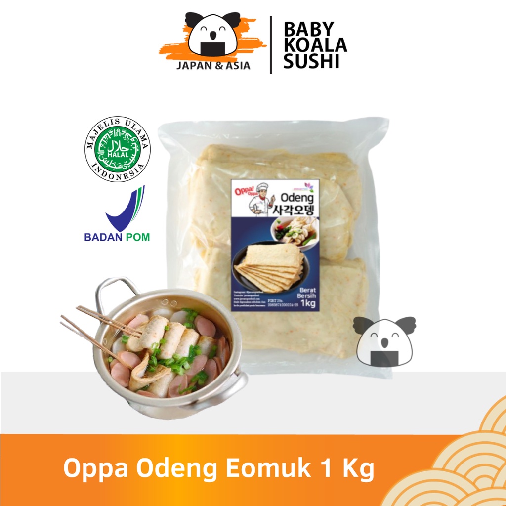 Oppa Odeng Eomuk Korea Fish Cake 1 Kg Halal |  Odeng Kotak | Fish Cake