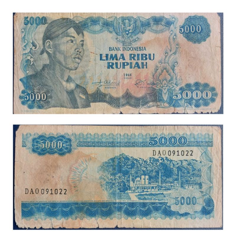 #Termurah Uang Kuno Indonesia Series Sudirman 5000 Rupiah 1968 Kondisi Kertas VF Dijamin Original 10