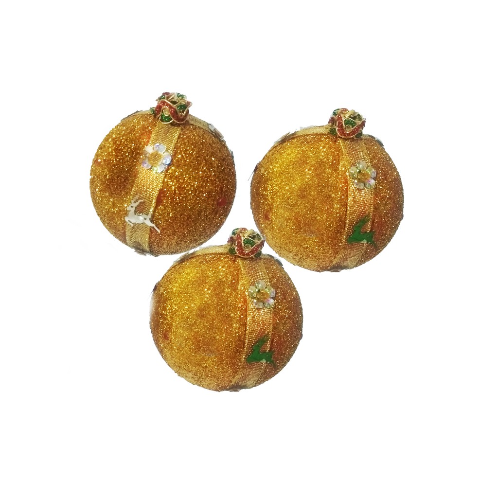 Natal Bola Baubles Gantung / Bola Natal Besar Gold / Gold Green - Dekorasi Natal