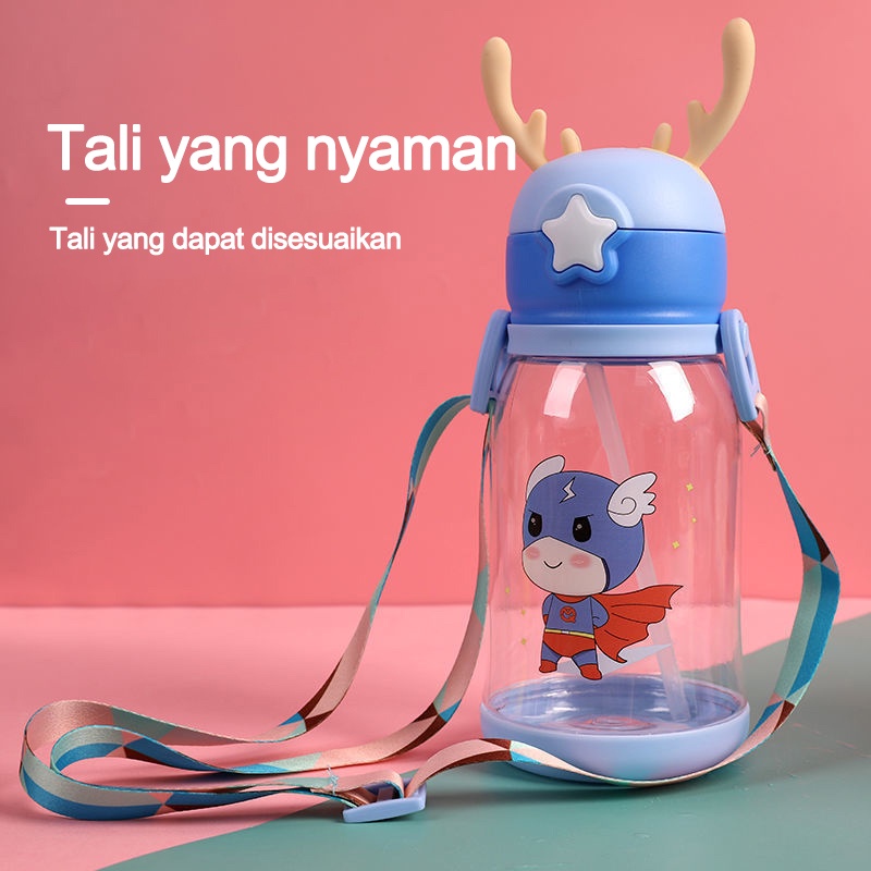 Botol minum/Botol Minum Anak Tanduk Rusa 600ml/Botol minum anak murah/Botol minum anak sedotan (B204)