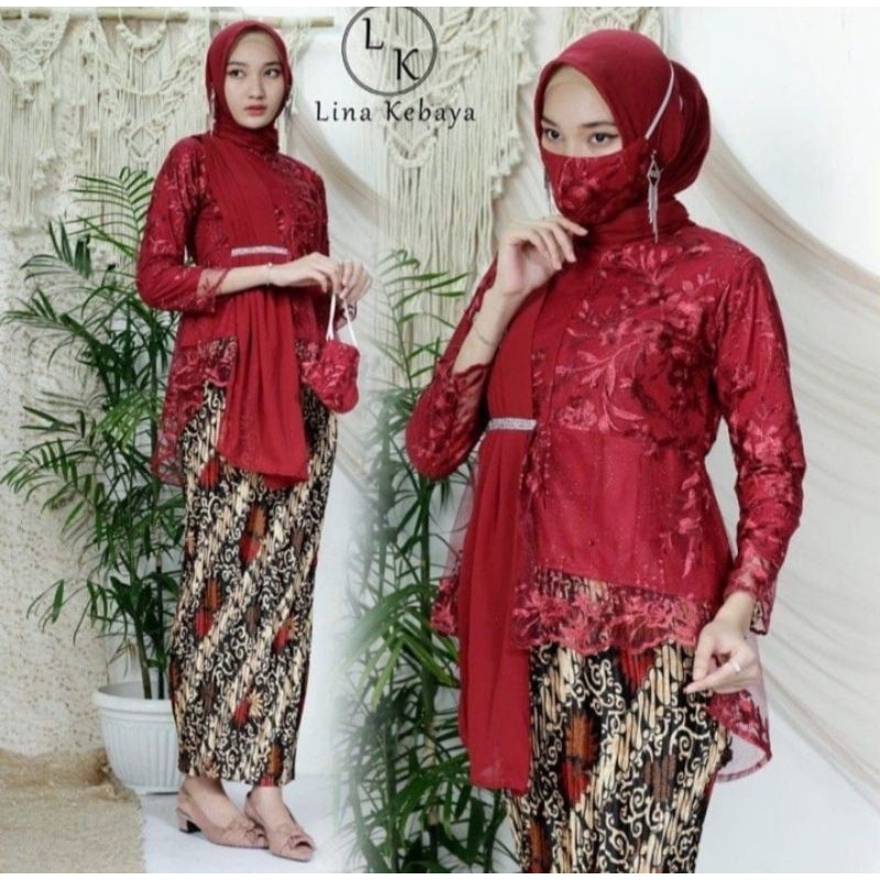 Baru - COD~SET KEBAYA MODERN AURORA TULLE SELENDANG/KEBAYA BROKAT/KEBAYA PESTA/KEBAYA WISUDA/TUNIK BROKAT