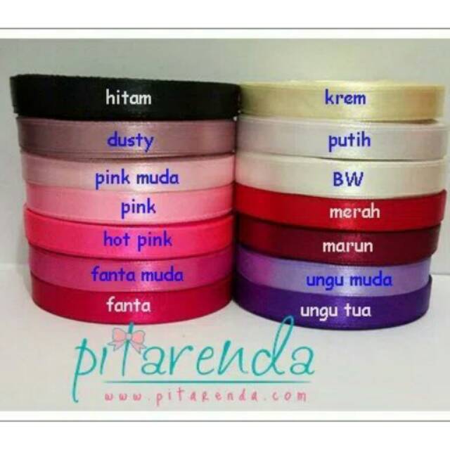 

Pita Saten Polos ukuran 1cm