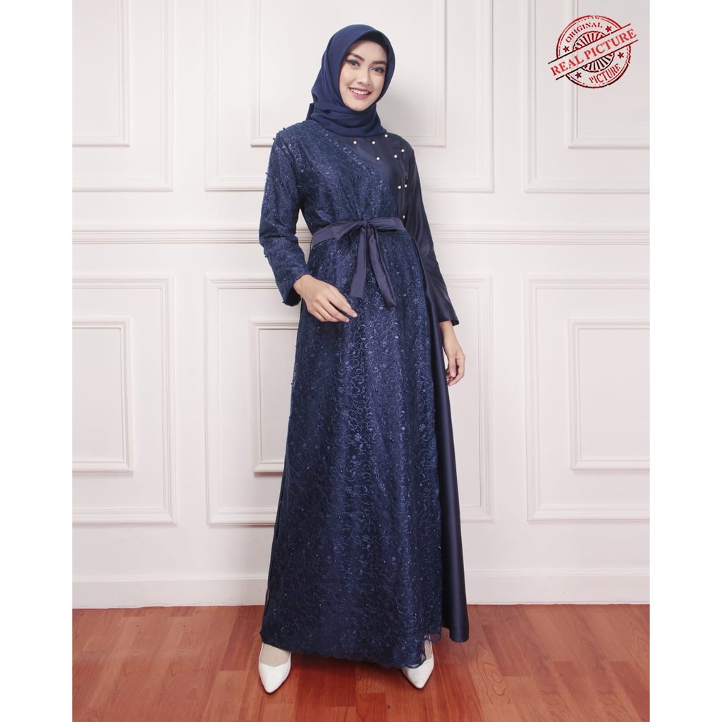 HOPYLOVY - Gamis Pesta Mewah Brukat Tile Bilqis