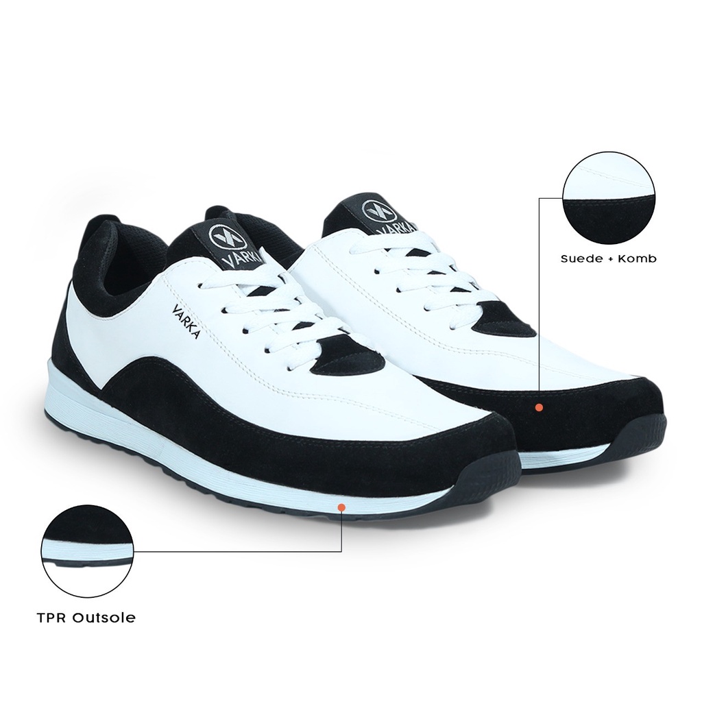 Sepatu Sneakers Olahraga Pria V 4211 Brand Varka Sepatu Kets Lari Kuliah Kerja Jalan Jalan Murah Berkualitas Warna Hitam Putih