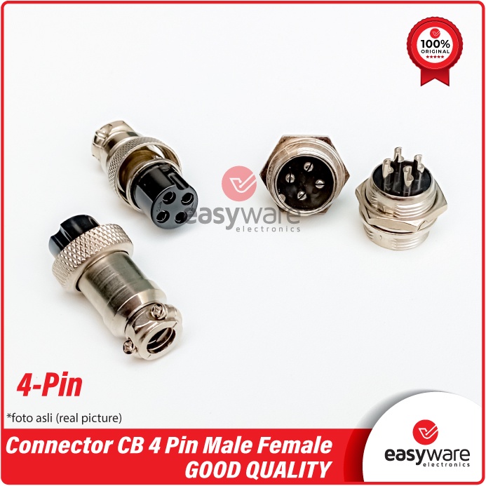 Set Aviation Plug Socket 16mm GX16 4 Pin Connector CB 4 Pin Male Female