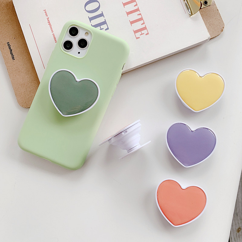 Pop Socket Bentuk Hati Bahan Resin Gaya Korea Untuk Handphone Universal