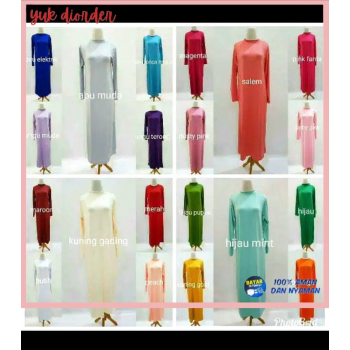 ✨ BISA COD ✨ Gamis Manset/Dalaman Kaftan&Gamis/Inner Polos Spandek Premium - Putih