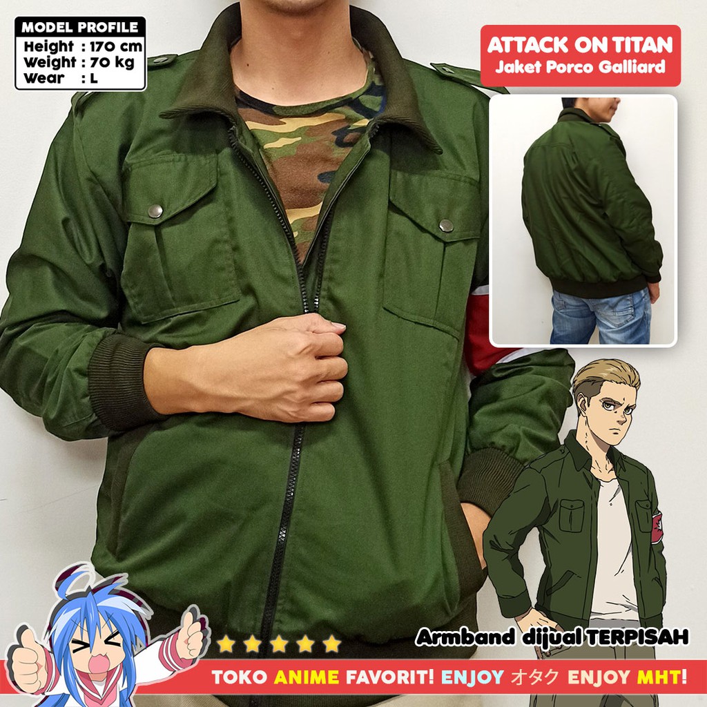 Jaket Anime Shingeki no Kyojin SNK Attack On Titan AOT Porco Galliard Militer Military