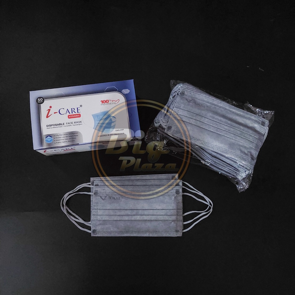 Masker i-Care Earloop 3ply isi 50 Pcs Icare - Big Plaza