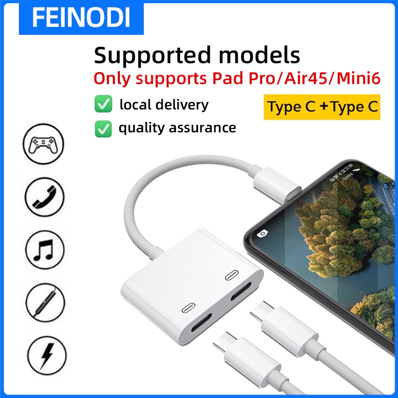 FEINODI Splitter Type C to DC 3.5mm Audio Jack Audio Converter Type C 2in1 Samsung Xiaomi Huawei Open Mic