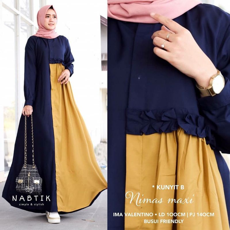 Baju gamis wanita terbaru gamis Dewasa kekinian modern 2021 wanita dress Nimas maxy