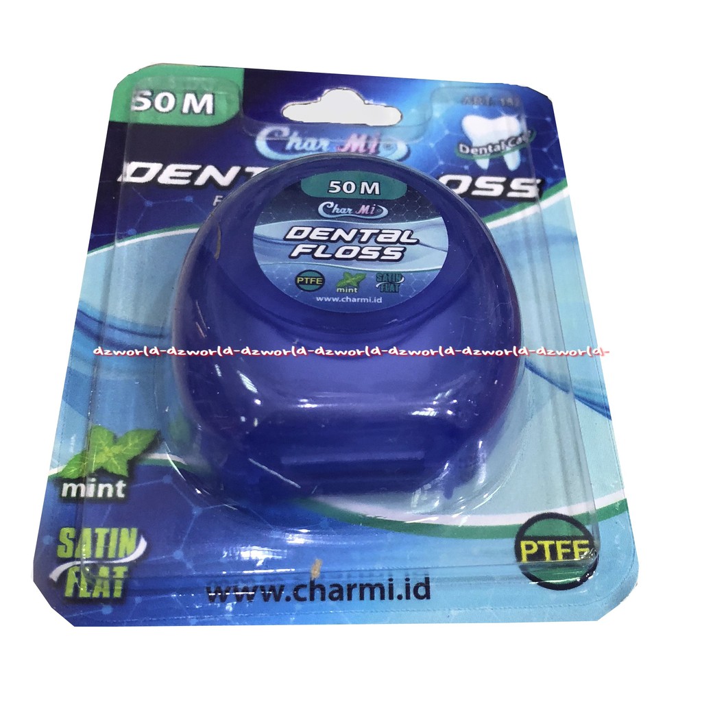 Char Mi Dental Floss 50m Satin Flat Min Dental Floss Benang Gigi