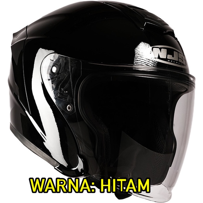 Helm NJS KAIROZ READY STOCK Half Face Helm NJS Kairoz-HITAM KILAT