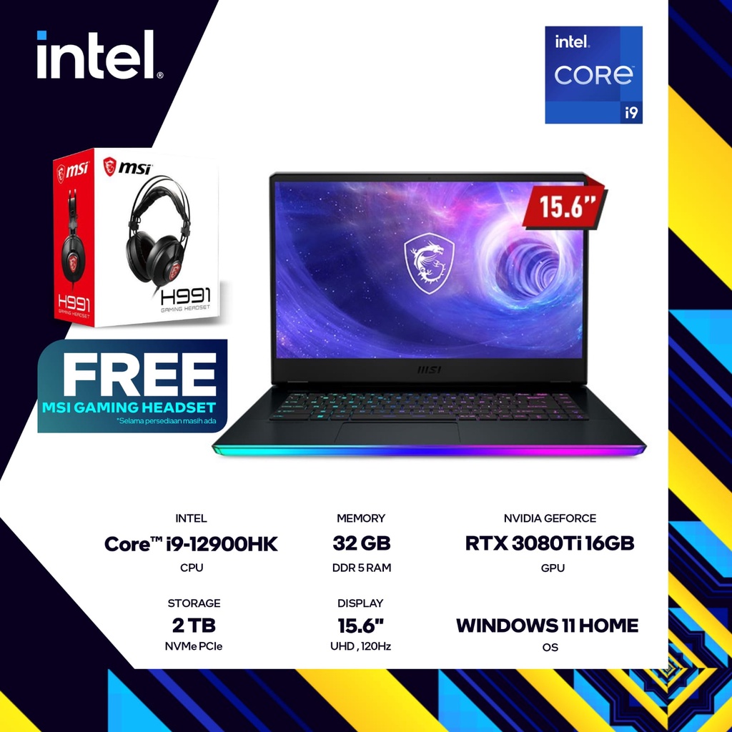 MSI Raider GE66 12UHS [9S7-154414-290] i9-12900HK 32G 2T RTX3080Ti 16G