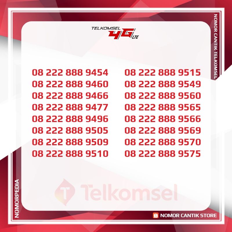 SIMPATI LOOP 4G LTE CANTIK MURAH 222 888 | Nomor Telkomsel Kartu Perdana Nomer Nocan HP Non 10 Digit